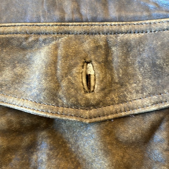Vintage 90’s Banana Republic Brown Leather Bomber Jacket Size 44L SOFT! - Picture 6 of 14